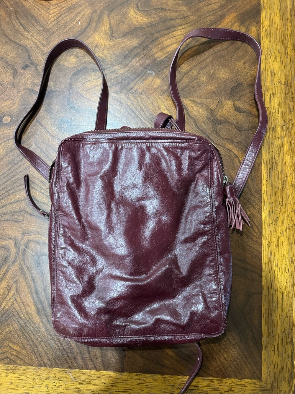 latico Maroon Leather Backpack Crossbody